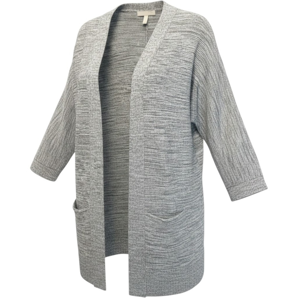 Banana Republic Wool Blend Cardigan Womens M Slouchy Pockets Marled Gray Sweater